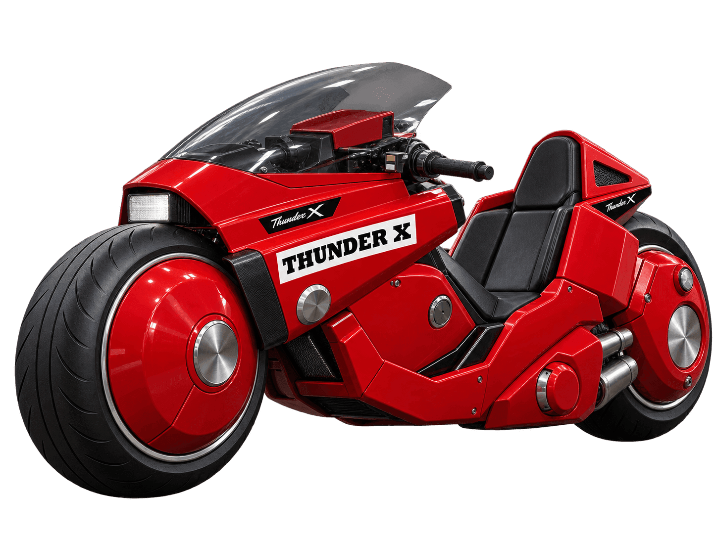 Motocicleta ThunderX Ignition Δ Edition vermelha, vista de perfil